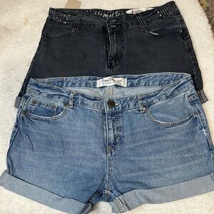 Ladies' Denim Jean Shorts - Black and Blue